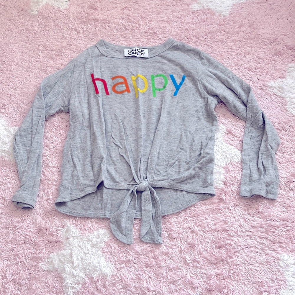 Rock & Candy long sleeve grey shirt happy size 4 T - Picture 1 of 4